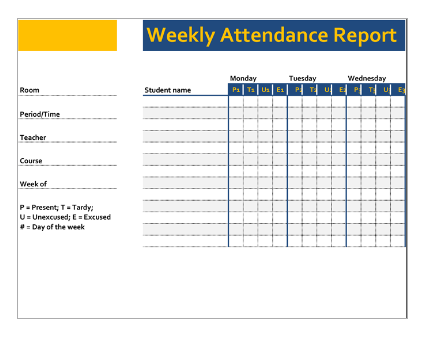Create a weekly attendance report using Microsoft Excel online training courses for $25 per week